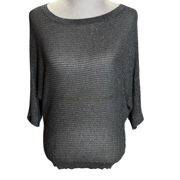 Express Metallic Knit Dolman Sleeve Sweater Gray Silver Shimmer Women’s M - Picture 1 of 6